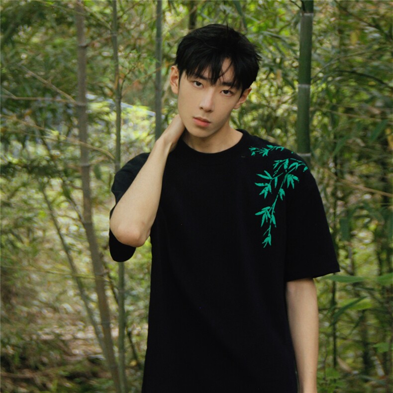 竹叶立体凹凸拉板印花T恤短袖五分半袖打底衫XT11-P40控58,男装T恤,星座216(原A116)