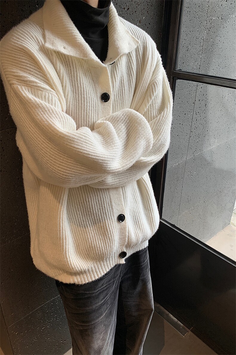 秋季慵懒风半高领长袖开衫连帽毛衣美式复古简约针织衫HY615TP55,男装针织衫/毛衣,电商A102B