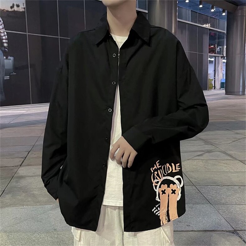 长袖衬衫男港风潮流宽松版C153P30图片