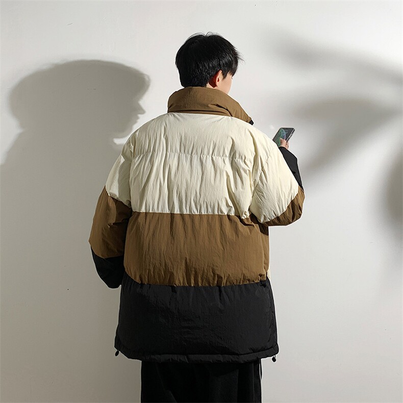 港风2026新品冬季宽松情侣装撞色棉衣棉服冬装加厚外套D007-P90,男装棉衣,星座717
