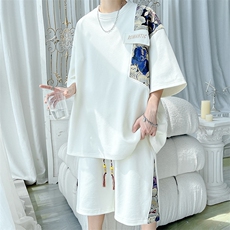 2024夏季新款旋律风车大码菠萝格短袖T恤套装M-5XHQ23461-P60，男装T恤，电商A022