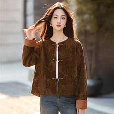 现货2026春季新款新中式盘扣提花气质短外套，女装短外套，依如秀(原杭风阁)