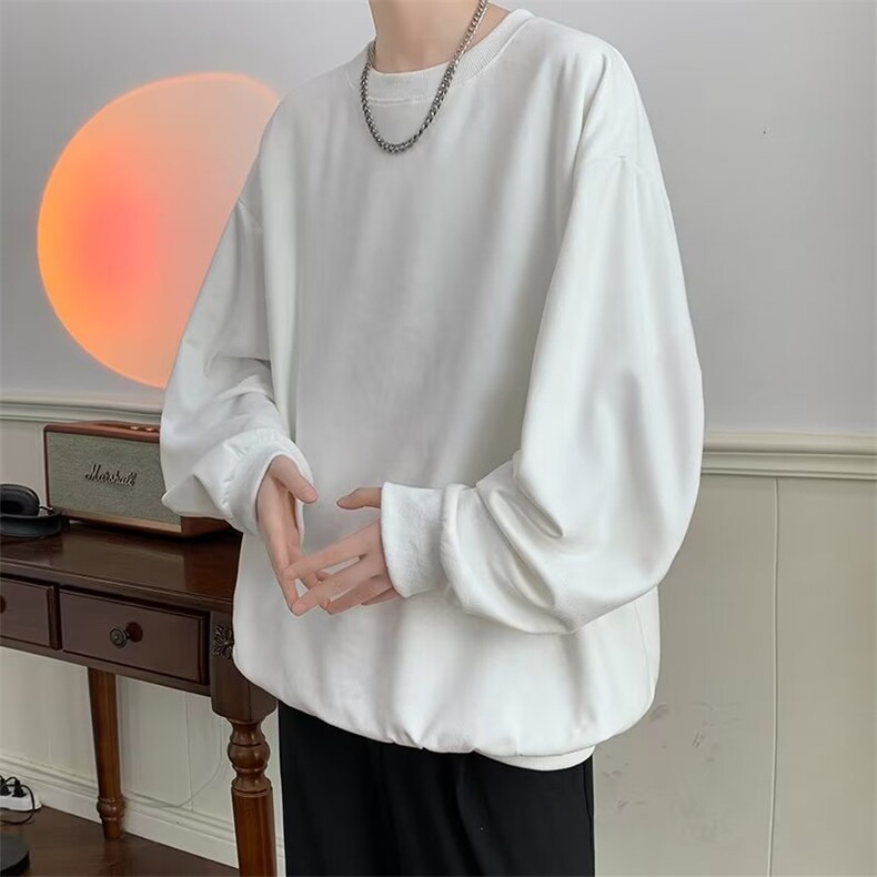 麂皮绒卫衣男韩版潮流纯色2024春秋新款ins宽松百搭外套WB002-P34,男装卫衣,星座412-2