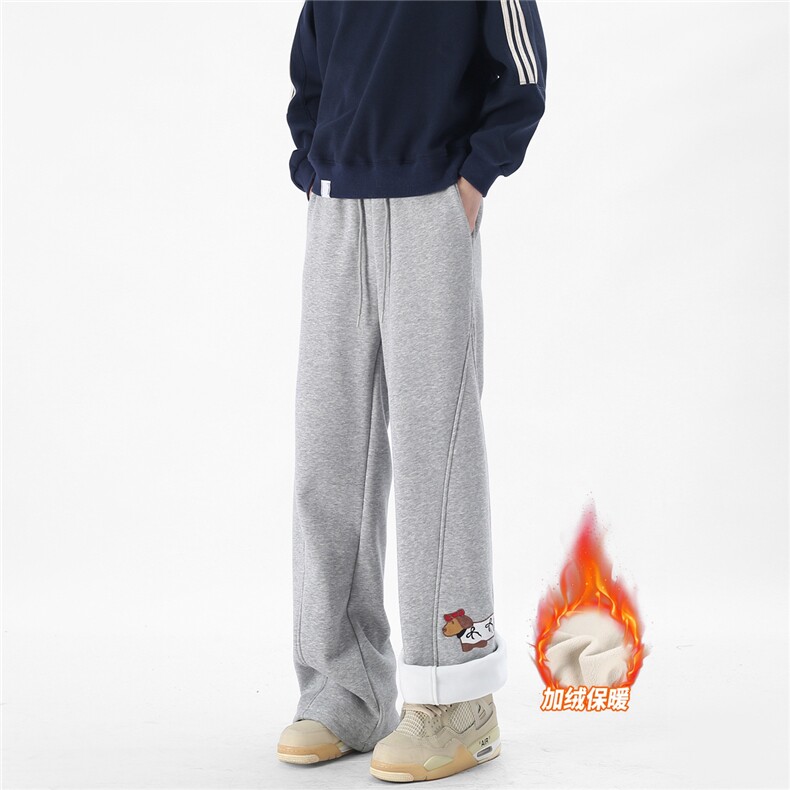 A429-YK360-特批常规42加绒48小狗刺绣显高显瘦百搭休闲卫裤，男装休闲裤，电商A429