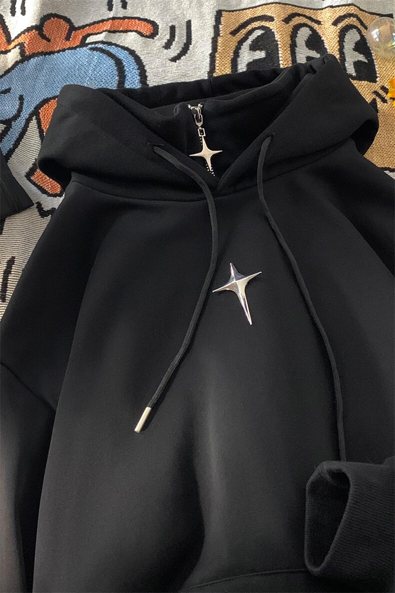 复合牛奶丝假两件加厚连帽卫衣半拉链外套CP42-特P:40控价:88,男装卫衣,电商B371