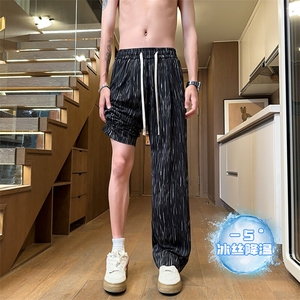 特批P28无差价夏季扎染凉感冰丝裤男大码休闲垂感拖地裤K5777B图片