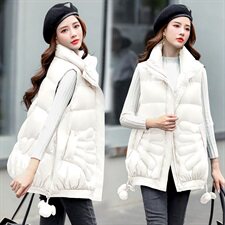 2024冬季新款气质时尚高领棉马甲女短款轻薄羽绒服外套加厚保暖背心，女装马夹，依如秀(原杭风阁)