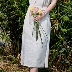 2025年夏季宽松新中式复古高腰提花半身裙，女装半身裙，卡杰菲