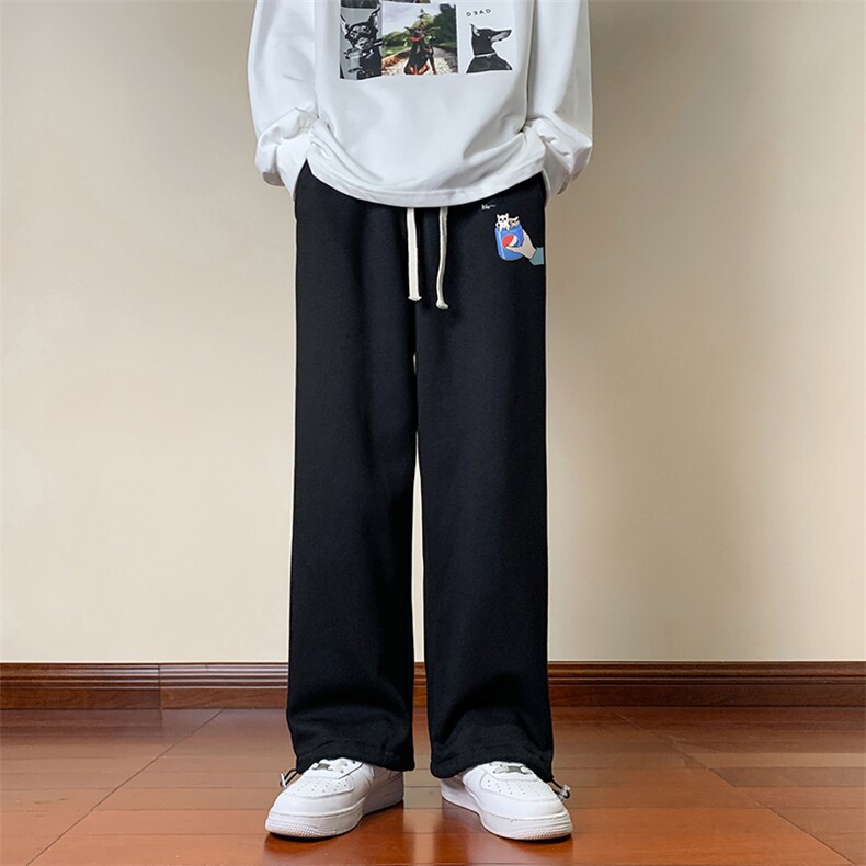 可束脚加厚加绒运动裤男大码宽松直筒卫裤男K13262-P35加绒-P45,男装休闲裤,电商A040