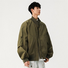电商DSA028-JK2501P65100聚酯螺纹立领机车飞行服夹克限价98，男装夹克，电商A028