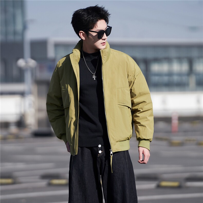 M-3XLB3539501P24590白鸭绒绿色立领冬羽绒服80-109g,男装羽绒服,电商B353