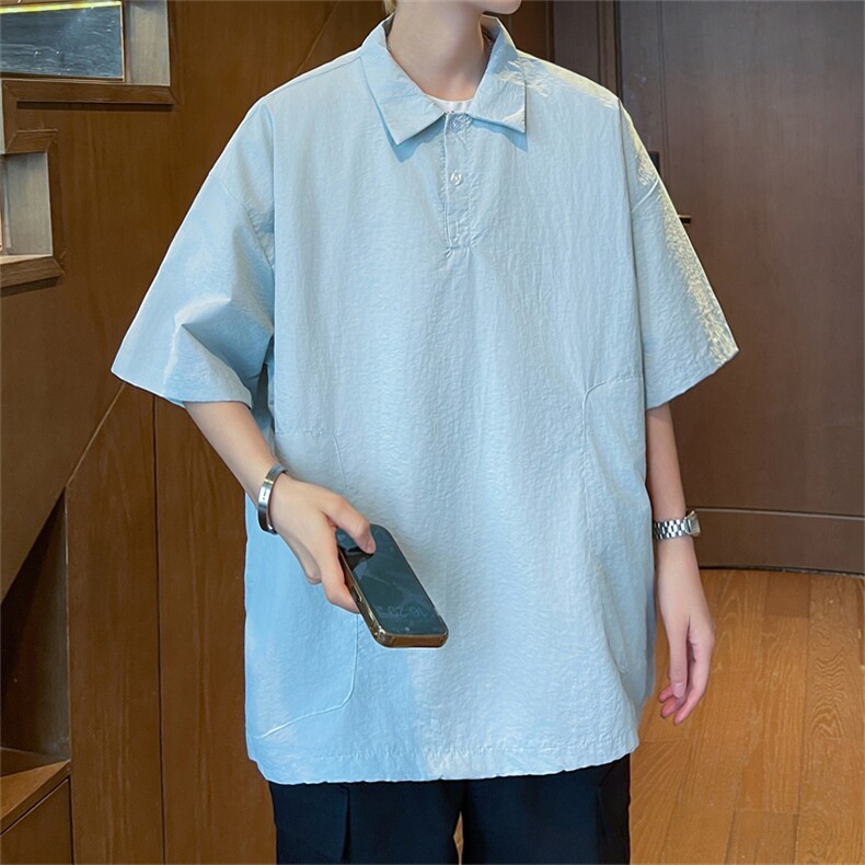 polo衫短袖男夏薄款t恤潮牌潮流港风翻领休闲宽松上衣PL0431-P38,男装Polo衫,星座308B-1