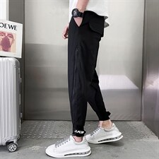 2025夏季新款休闲裤男魔术贴束脚裤潮流薄款拉链九分裤潮牌哈伦，男装休闲裤，电商A327