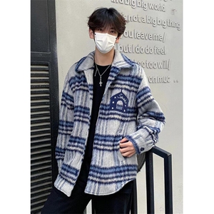 小香风外套男装秋冬新款翻领男式夹克上衣印花痞帅炸街 J2218图片