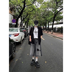网图痞帅破洞牛仔短裤男夏季美式高街宽松阔腿六七分裤DK261-P42，男装牛仔裤，星座1001-1