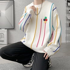 8XL-M特大码冬季慵懒?宽松感拼色流苏软糯羊针织毛衣MY1203P65，男装针织衫/毛衣，电商D206-1