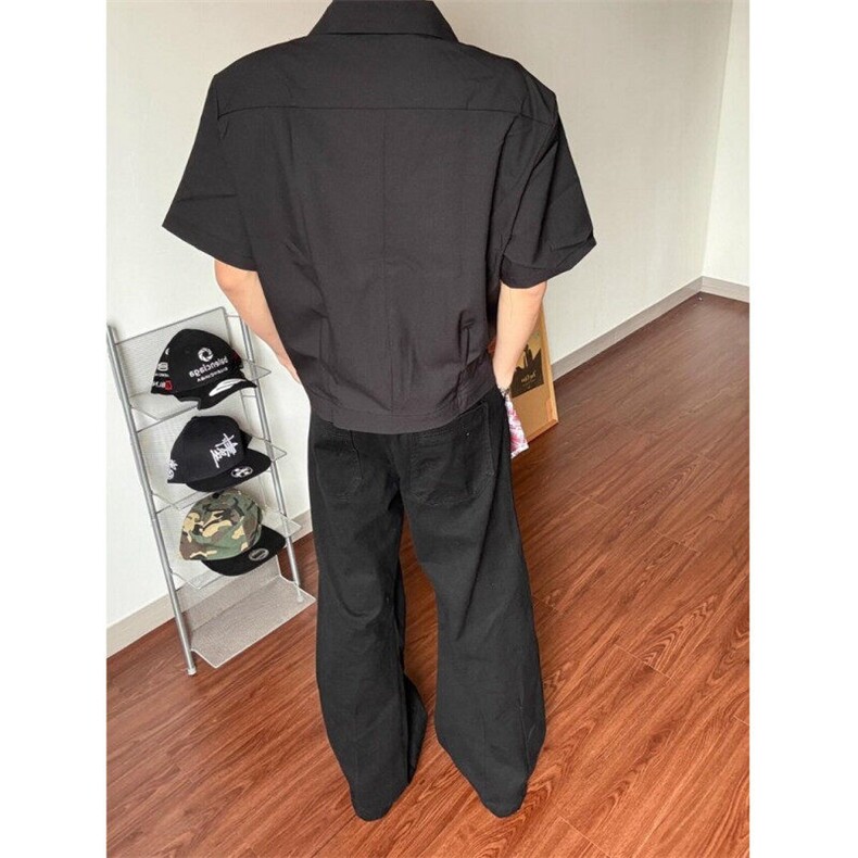 简约气质美式复古cleanfit短袖衬衫男女流行潮流时尚文艺C8174,男装T恤,星座1116A（原606A-3）