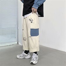 工装裤男秋季潮流休闲裤潮牌ins港风直筒宽松长裤百搭阔腿715-p30,男装休闲裤,星座1008-2