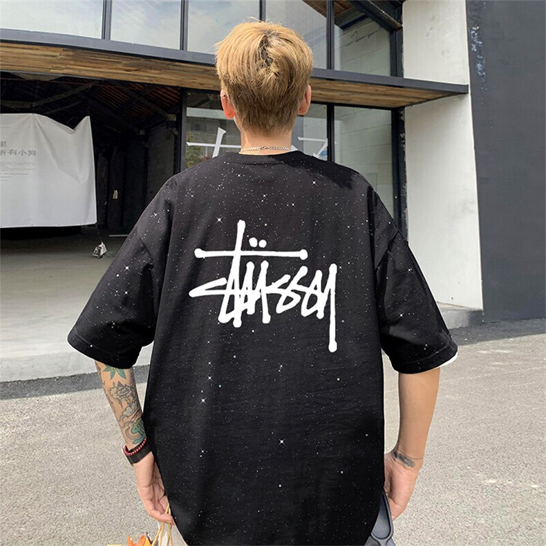 可48小时发货支持抖音得物来样二开美式满天星亮片短袖T恤MTX698,男装T恤,电商A486