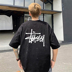 可48小时发货支持抖音得物来样二开美式满天星亮片短袖T恤MTX698，男装T恤，电商A486