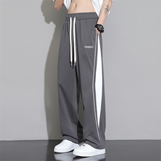 抖音直播数据款春季新款撞色拼接宽松直筒休闲裤运动裤K506-P38，男装休闲裤，星座914-3