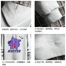 WY2087-P40纯棉连帽卫衣男大码运动帽衫宽松薄外套网格挂拍，男装卫衣，电商A040A