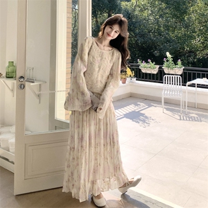 26春新款现-浪漫蕾丝拼接千金碎花半身裙两件套2618-P200K328图片