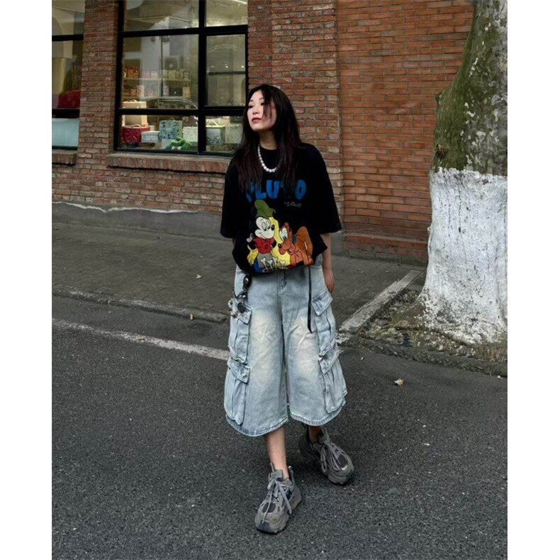 多口袋工装七分牛仔裤男女韩版潮流2026夏季ins短裤子RK2602-P59,男装牛仔裤,星座412-2