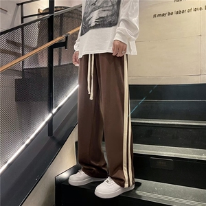 秋季高街条纹开叉休闲长裤韩版潮流百搭直筒运动裤男 K4067-P32图片