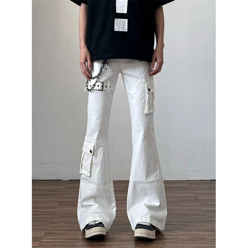 黑色绑带微喇工装牛仔裤男款cleanfit弯刀裤子直筒长裤ND781，男装牛仔裤，星座1116A（原606A-3）