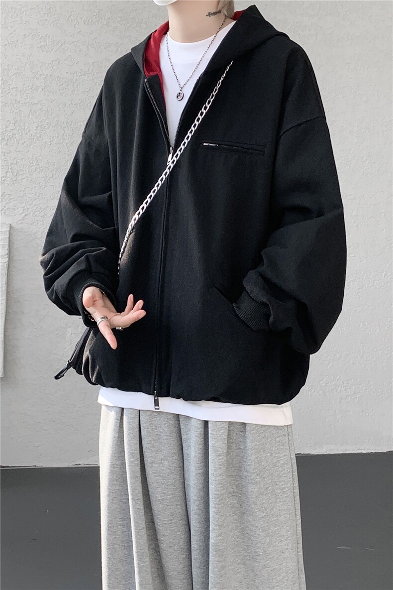 8XL-M美式复古撞色连帽水洗夹克男高级感做旧情侣外套JK1327P88,男装夹克,电商D206-1