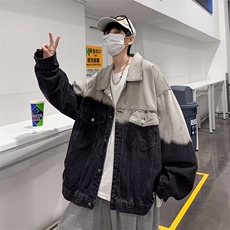 牛仔外套男拼色韩版潮流高街2023秋冬季新款ins宽松夹克W3316-P58，男装大码男装，星座412-2