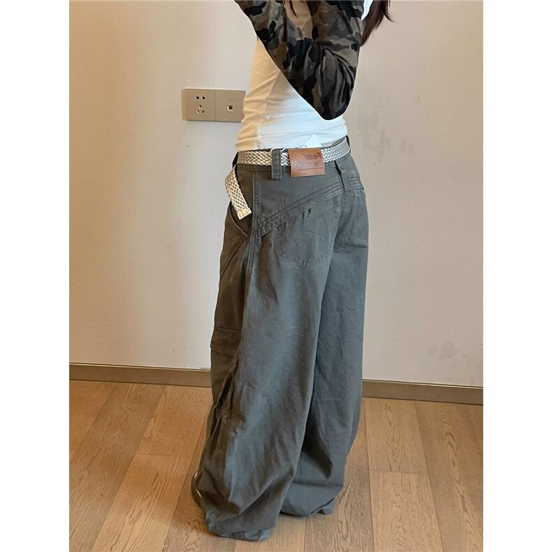 美式复古解构设计感工装裤男女宽松休闲褶皱直筒长裤LN13511-P60,男装工装外套,星座1008