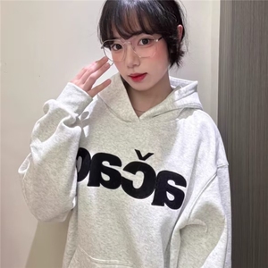 设计感字母印花卫衣男女春秋季美式撞色修身辣妹短款露脐上衣图片