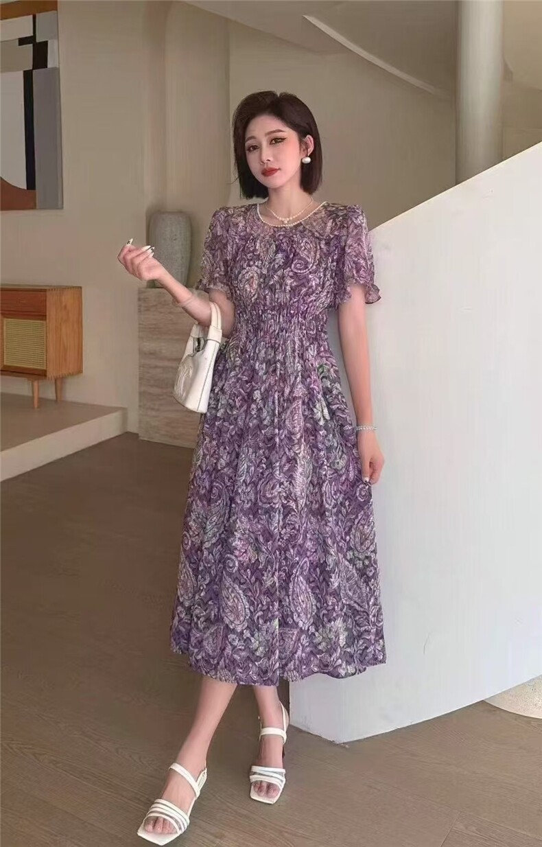 2025时尚百搭简约碎花连衣裙,女装连衣裙,翩雅女装供货