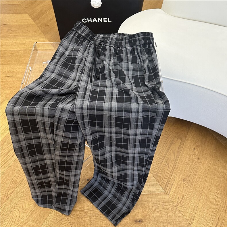 A450-GZ47-P70控98抖音高品质棉布格子休闲裤拖地长裤格纹,男装休闲裤,电商A450