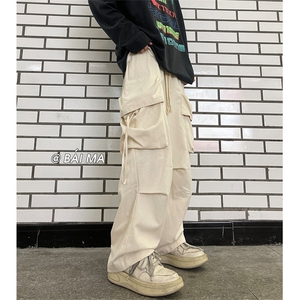 美式高街8工装直筒裤男潮牌hiphop阔腿拖地裤XZ211-1-K2202-P65图片