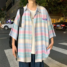 短袖冰丝衬衫春款男港风潮流W4002P30，男装衬衫，星座1116-2