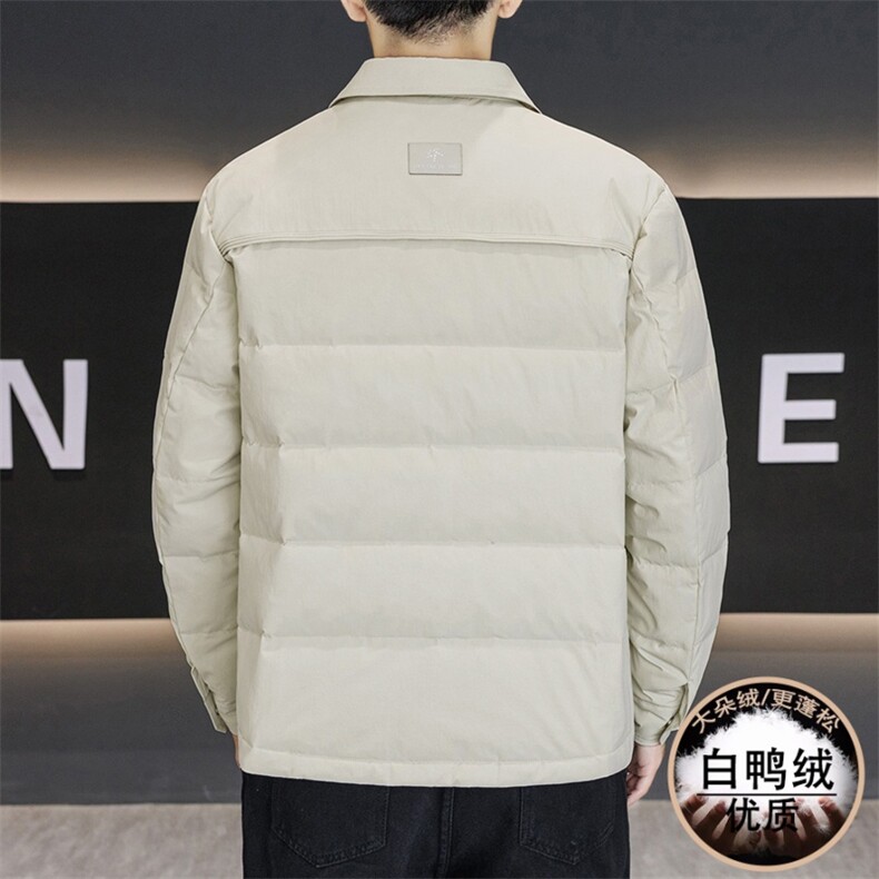 咖啡色衬衫翻领男士羽绒服2025冬季新款轻薄保暖防寒休闲百搭外套,男装衬衫,星座914