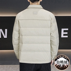 咖啡色衬衫翻领男士羽绒服2025冬季新款轻薄保暖防寒休闲百搭外套，男装衬衫，星座914