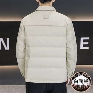 咖啡色衬衫翻领男士羽绒服2025冬季新款轻薄保暖防寒休闲百搭外套图片