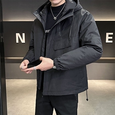 2024新款羽绒服男冬季短款连帽斜拉链羽绒外套B240-YR9863-P225，男装羽绒服，电商B240