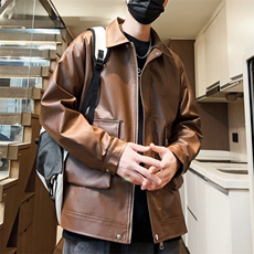 男士休闲皮衣秋季宽松大码夹克外套潮流青年A266-PY007-P85控138，男装夹克，电商A266