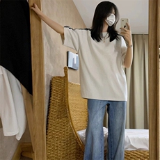 抖音得物品质二开240克宽松纯棉美式潮牌印花三条杠中性风短袖T恤，男装T恤，电商A486