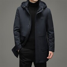 中青年男纯色拆卸帽羽绒服休闲可脱卸内胆爸爸装外套XX2185-P350,男装羽绒服,电商B212（原钱塘6029）