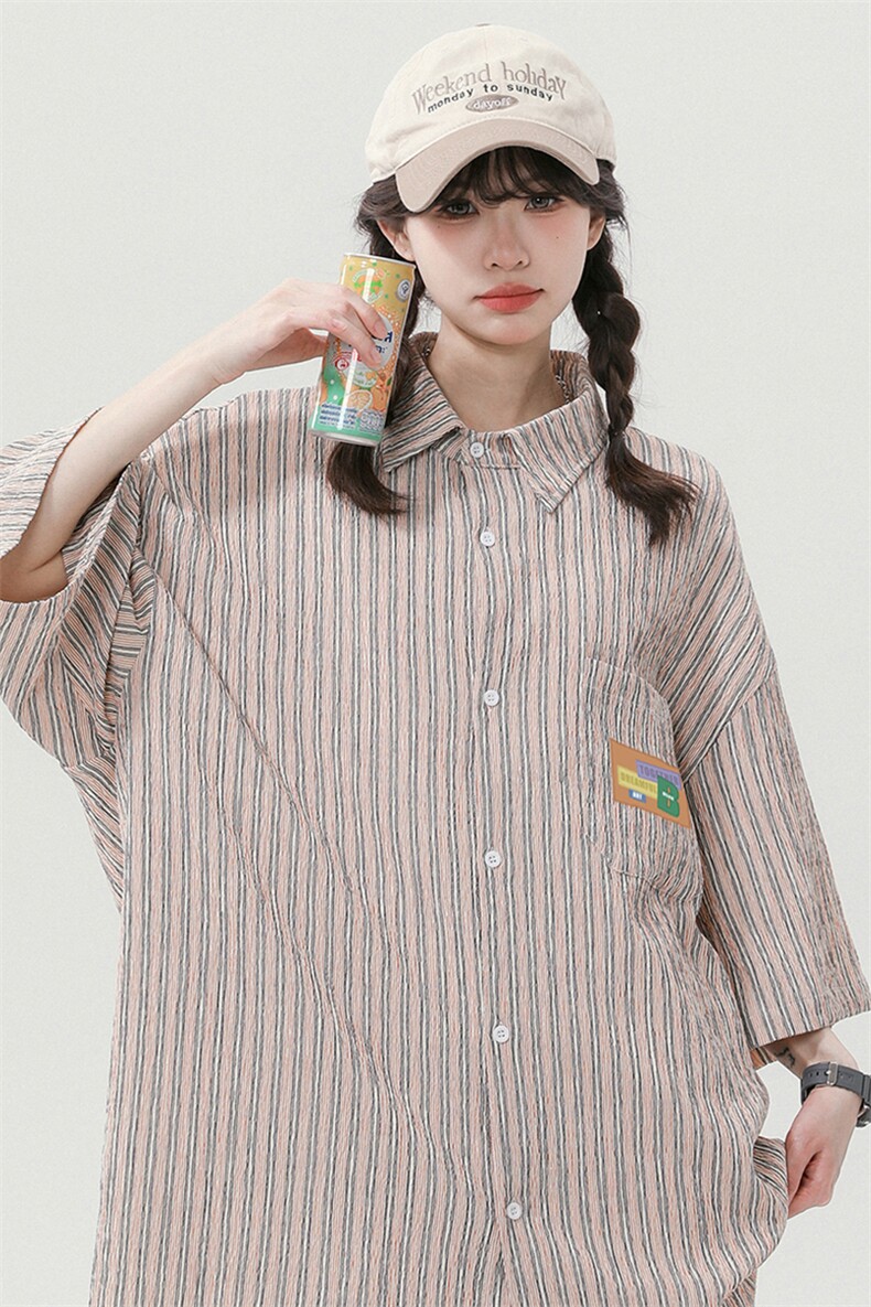 中性24新款格子条纹短袖衬衫TPS62241P35控58,男装衬衫,电商A268