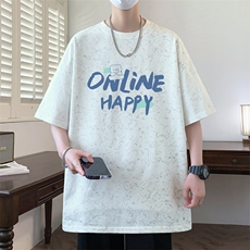 ！2026夏季新款男士潮牌印花短袖T恤小碎花半袖T2560特P25，男装T恤，电商B220