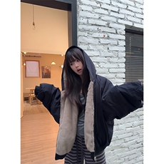 两面穿现货重磅短款座山雕棉衣男女双面穿毛毛绒棉服加厚外套，男装棉衣，电商A486-1