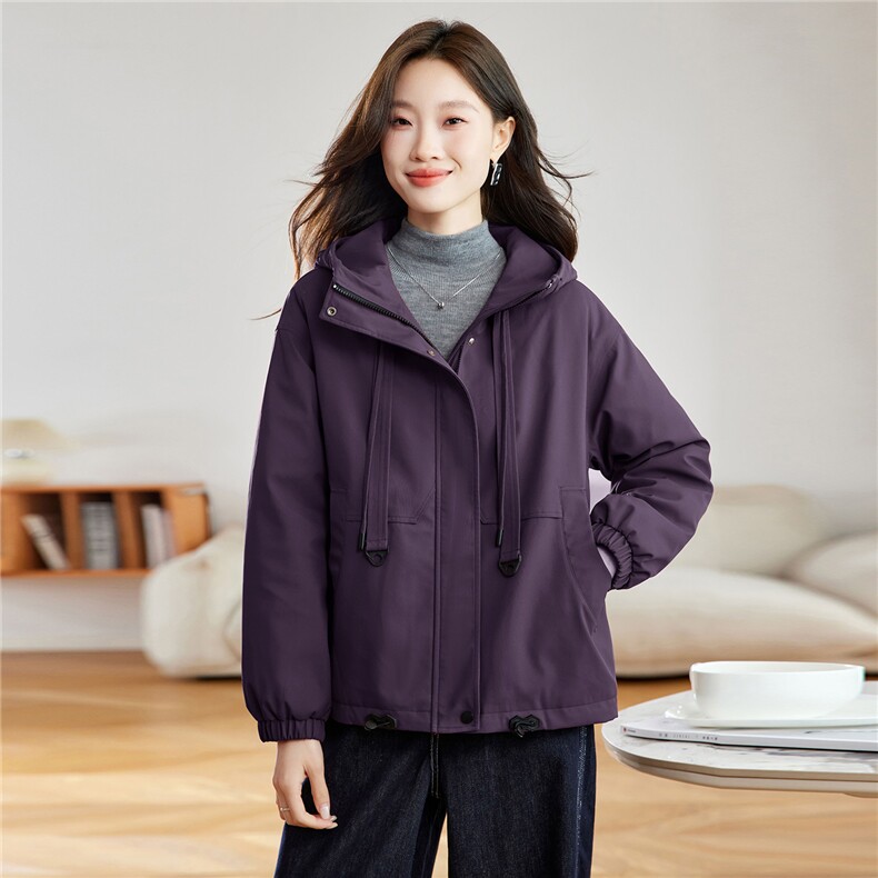 休闲连帽加绒加厚保暖外套女2025秋冬新款小个子宽松百搭工装棉服,女装棉衣/棉服,沐七七