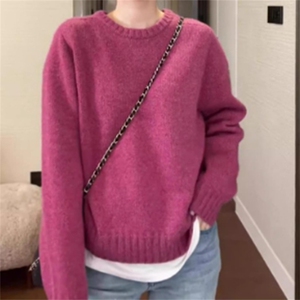 2025年秋季时尚百搭通勤简约圆领休闲套衫，女装羊毛衫，锦弘羊绒